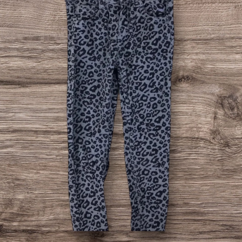 DOLLHOUSE EUC GIRLS GRAY BLACK WINTER FALL CASUAL CORDUROY LEOPARD PANTS 6X